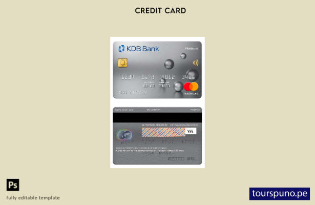 listo para imprimir la plantilla platino mastercard del banco KDB de Corea del S